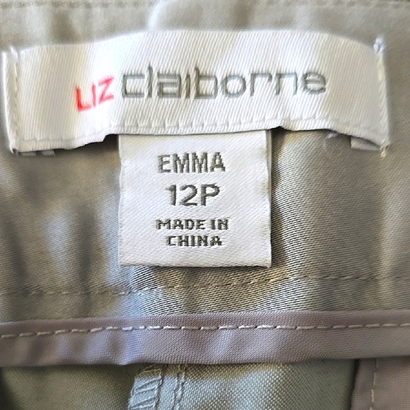 Liz Claiborne Emma Cotton Gray Sateen Womens Mid Rise Slim Fit Ankle Pant - Picture 8 of 8